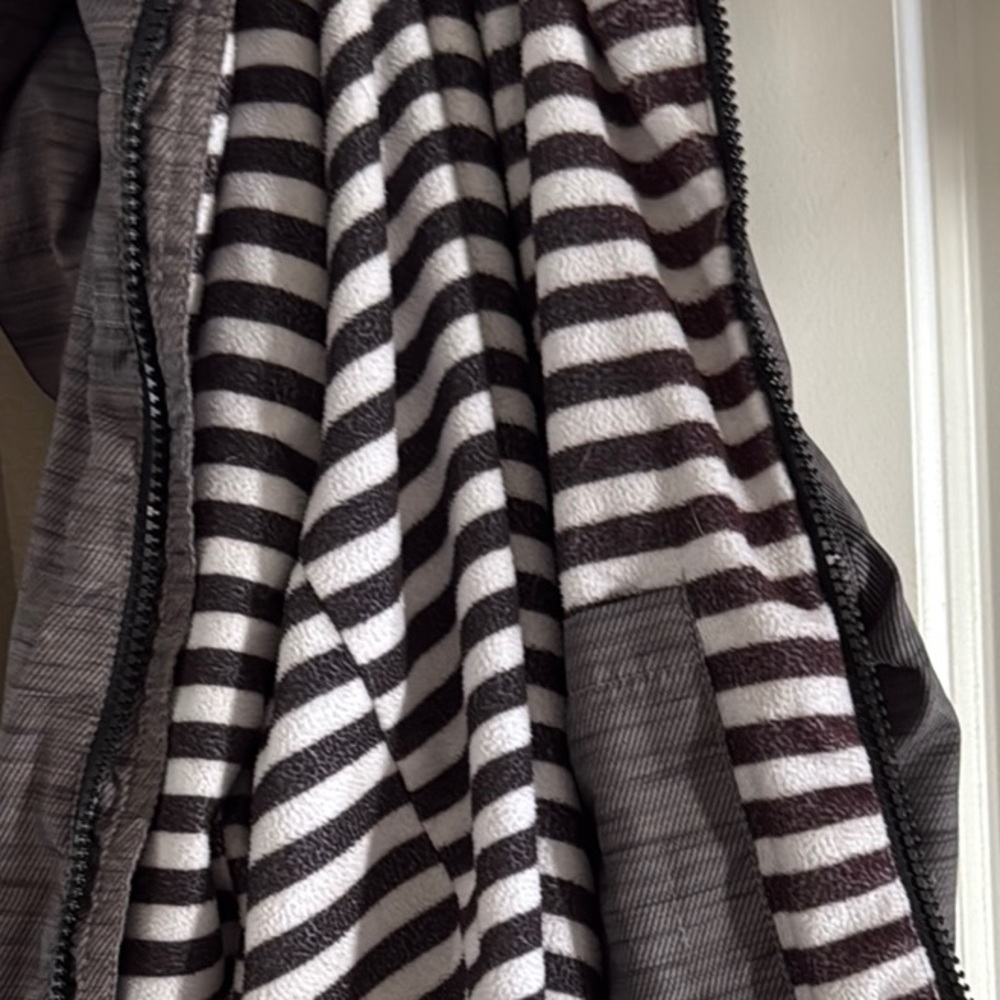 Ben Sherman Gray and Black Raincoat with Stylish Striped Lining